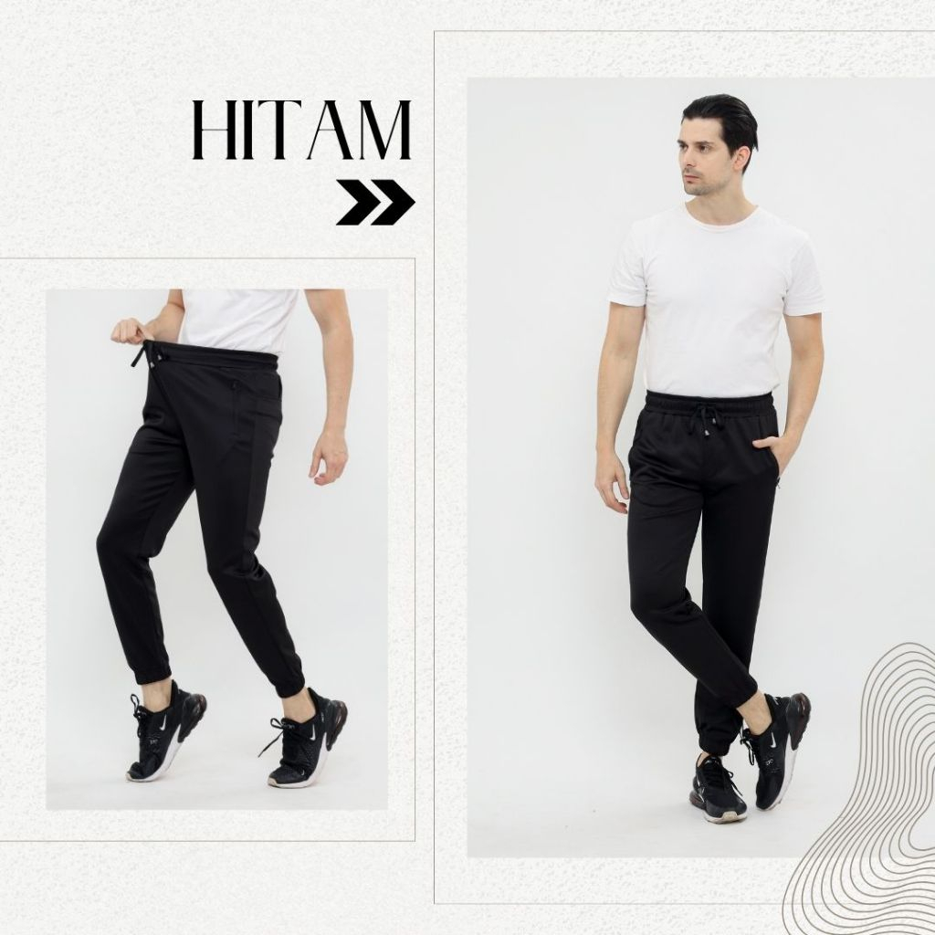 Celana Training Pants Pria Jogger Celana Olahraga Gym Pria Jogger Training Pria HITAM