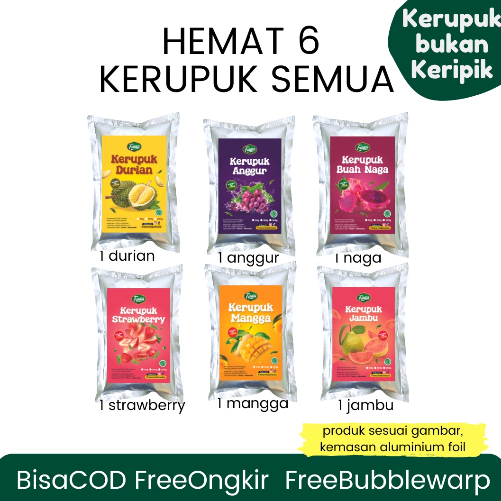 

NEW PRODUCT Fiona Paket Hemat 6 pcs Kerupuk Buah 5gram