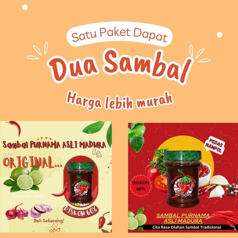 

(2 BOTOL) PAKET SAMBAL PURNAMA RASA ORIGINAL+PEDAS NAMPOL ASLI DAN DIPRODUKSI DI MADURA