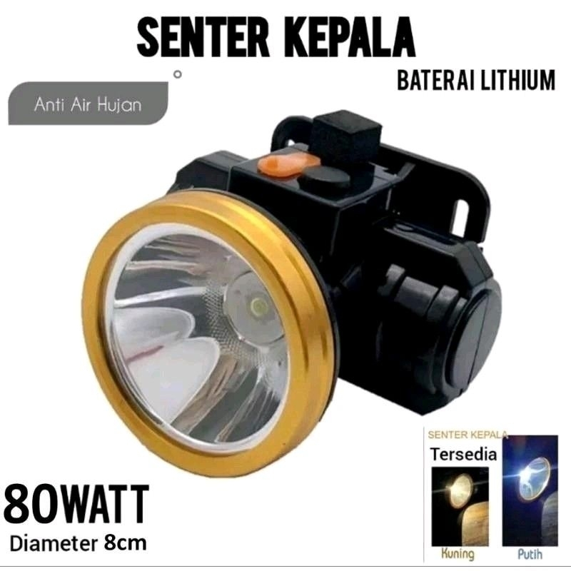 SENTER KEPALA FOKUS CAHAYA 715 / RECHARGEABLE LITHIUM BATTERY HEADLIGHT / SENTER KEPALA 80 WATT