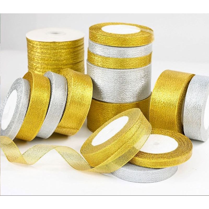 

Pita Metalik Glitter Gold & Silver | Pita Emas Perak 2CM & 4CM // Pita Glitter