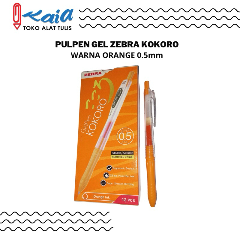 

PULPEN GEL ZEBRA KOKORO WARNA ORANGE 0.5 MM