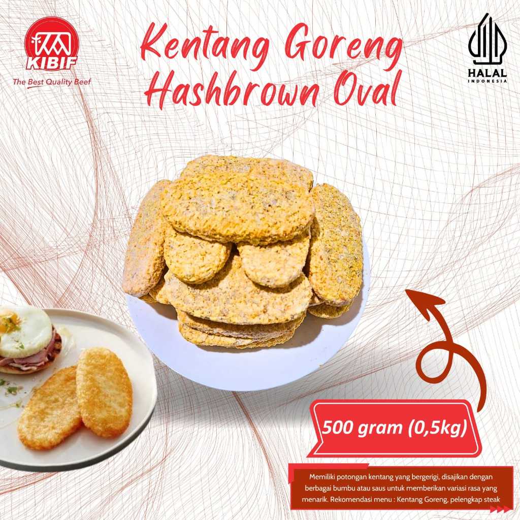 

Kentang Goreng Hasbrown Oval 500gr