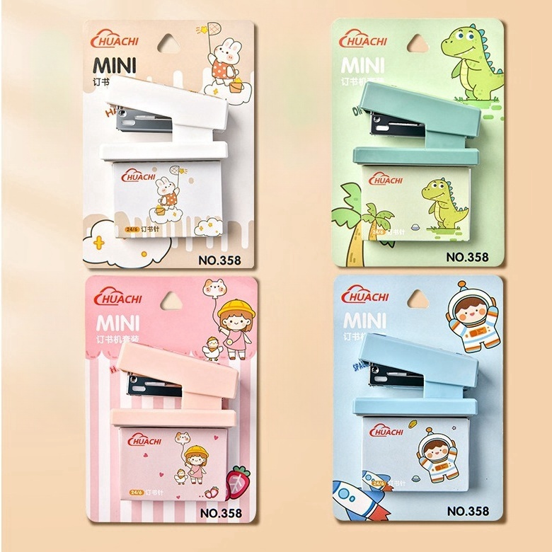 

Kapuas Mini Stapler Huachi Cartoon Cute Kecil Pocket Size Free Isi Staples ST01