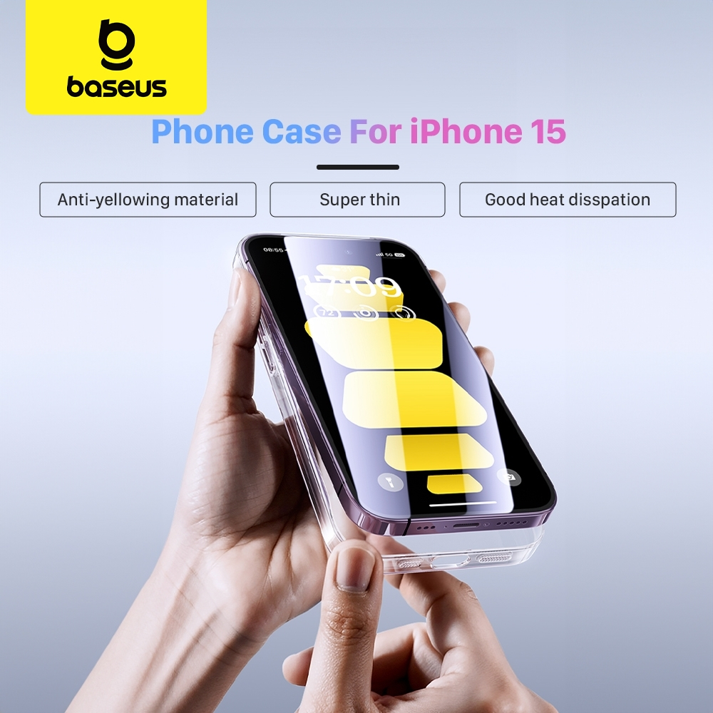 Baseus Premium Transparant Case Anti Kuning Case HP iPhone 15/Plus/Pro/Pro Max