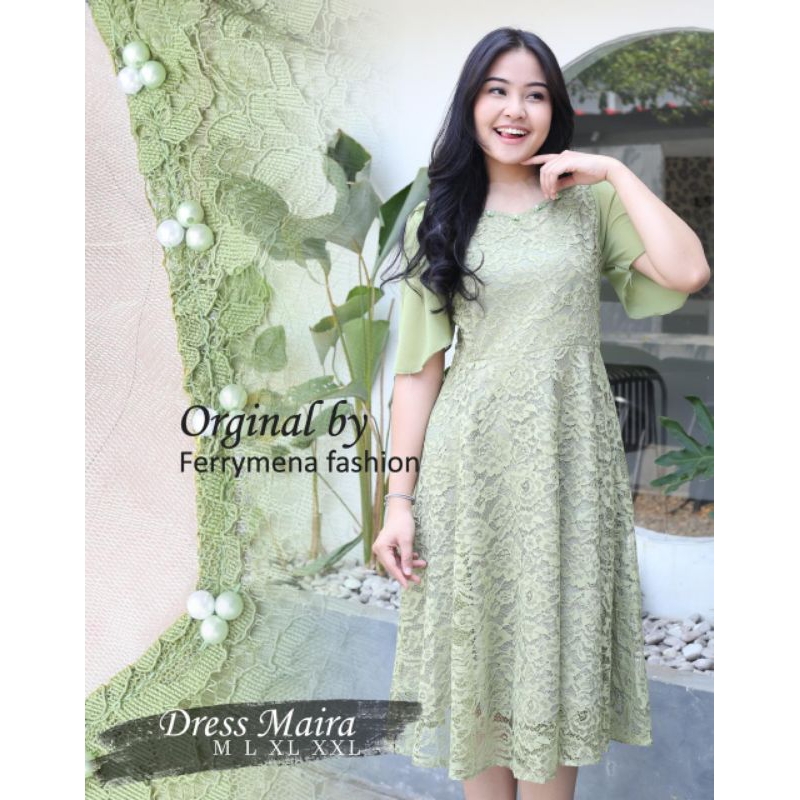 Dress brokat Maira by rara kebaya | Dresa Wanita | Dress brokat Jumbo Ld 120 cm | Dress natal non hi