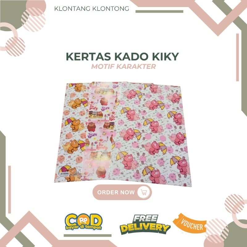 

[ 1 PCS ]Kertas Kado Kiky Motif Kartun dan Batik