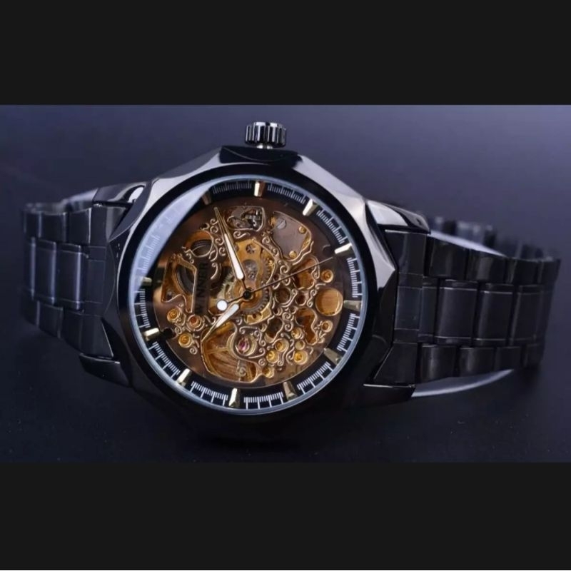 winner 850 hitam jam tangan mekanik tanpa baterai waterproof