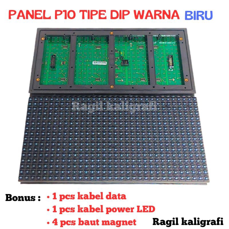 Modul panel led P10 biru tipe DIP outdoor - panel modul running text  P10 biru tipe DIP outdoor