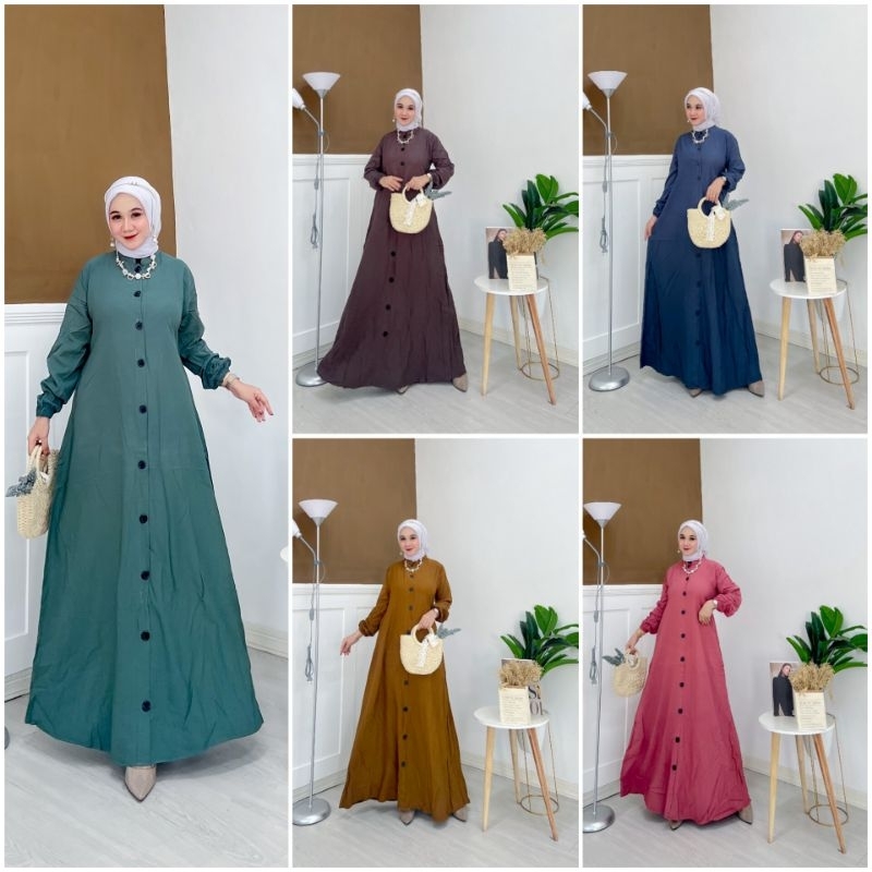 Gamis Twill Ori || Polos Basic Soft (Kancing) || by Alena Batik