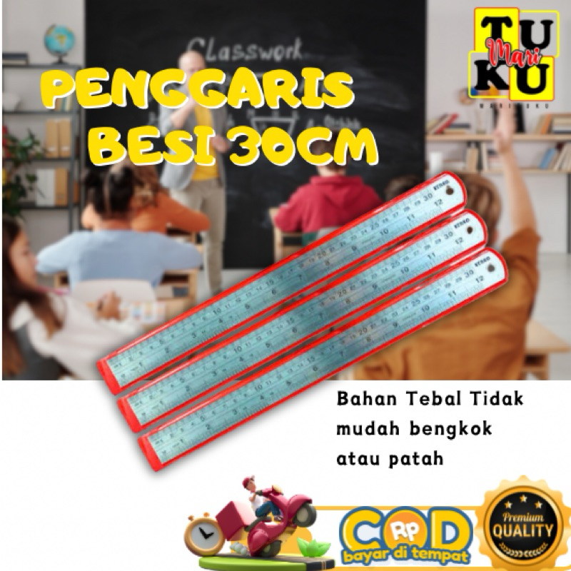 

penggaris / mistar besi 30cm bahan tebal tidak mudah bengkok