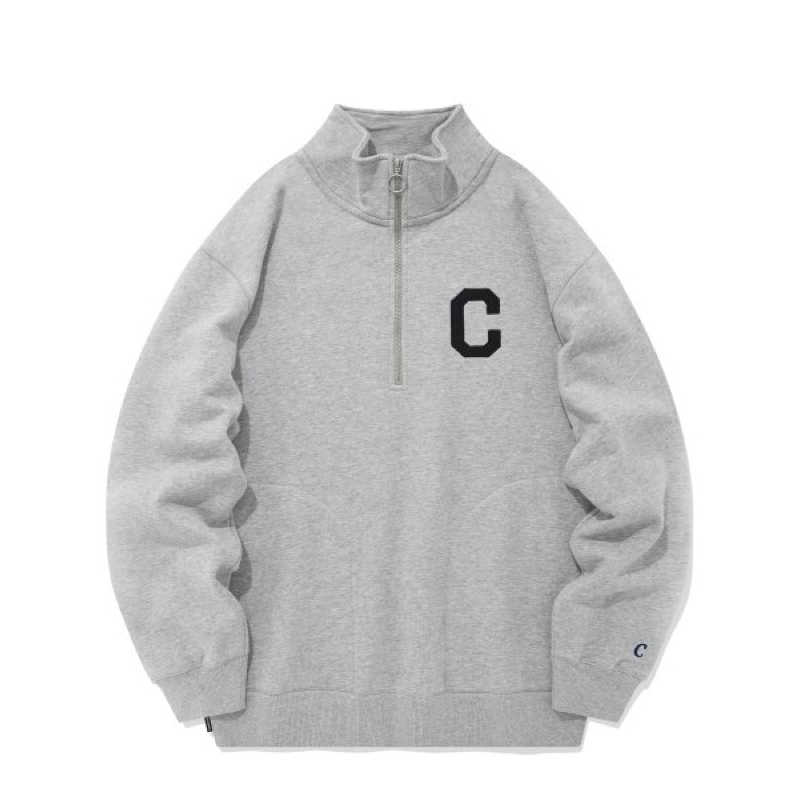 Covernat C Logo Half Zip-Up Sweatshirt Melange Gray