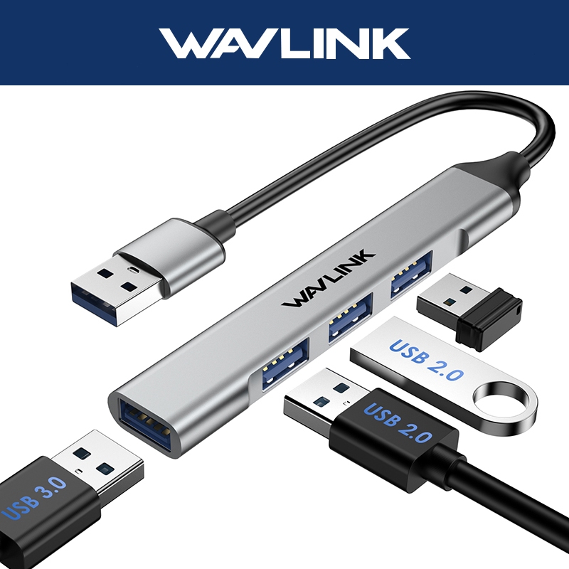WAVLINK 4 Port USB3.0 Hub USB Hub Data Ultra Tipis Pembagi USB Berkecepatan Tinggi untuk Laptop PC