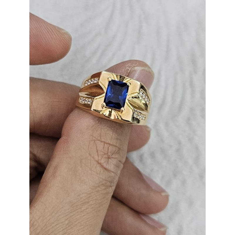 cincin eropa batu biru mata ad emas 70% 700 70 %
