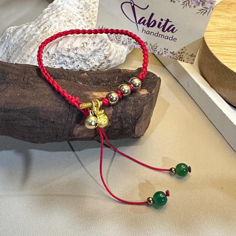 gelang anyam tali merah titanium batu giok