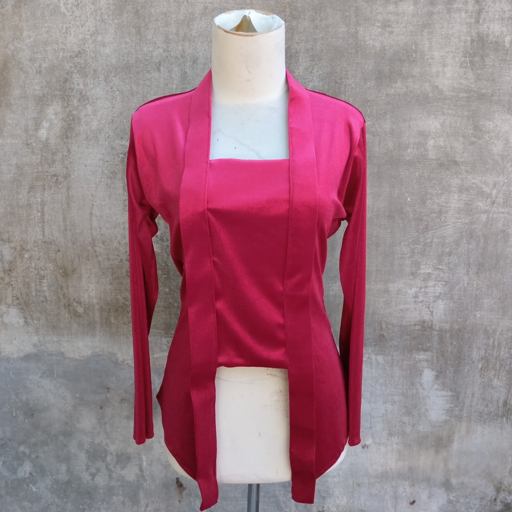 Kebaya Kutu Baru Modern Bludru Merah Cabe