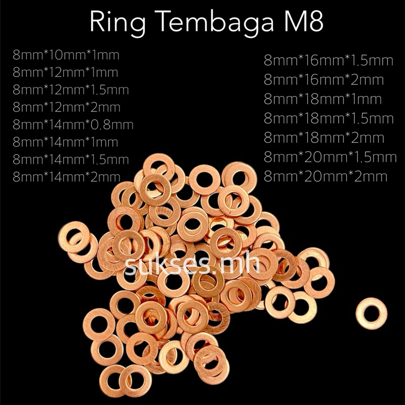 Ring tembaga M8 ring tembaga 8mm ring tembaga murni M8 ring tembaga murni 8mm