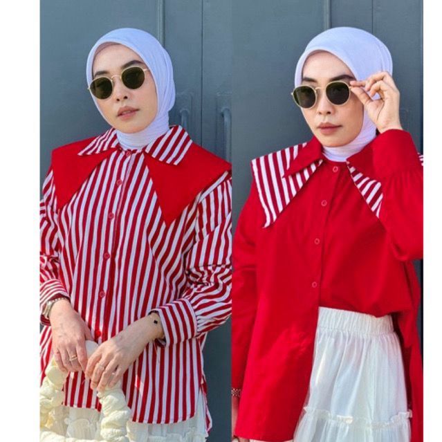 OOTD x Salsabila Stripe Shirt / Atasan wanita edisi 17 agustus merah putih