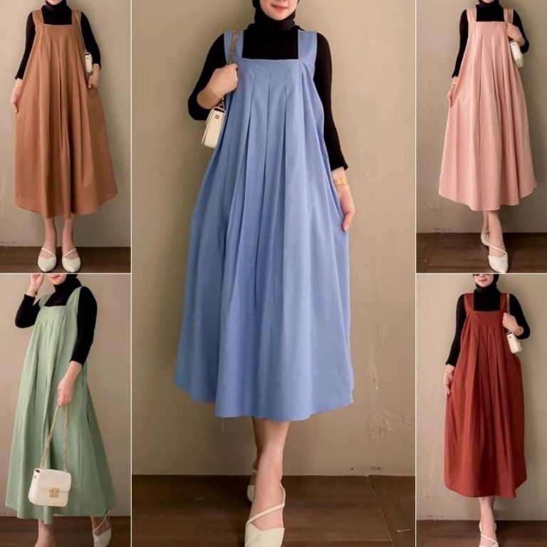 KODE N25K OVERAL ALULA CRINCLE AIRFLOW  BERYNKA OVERALL DRESS WANITA