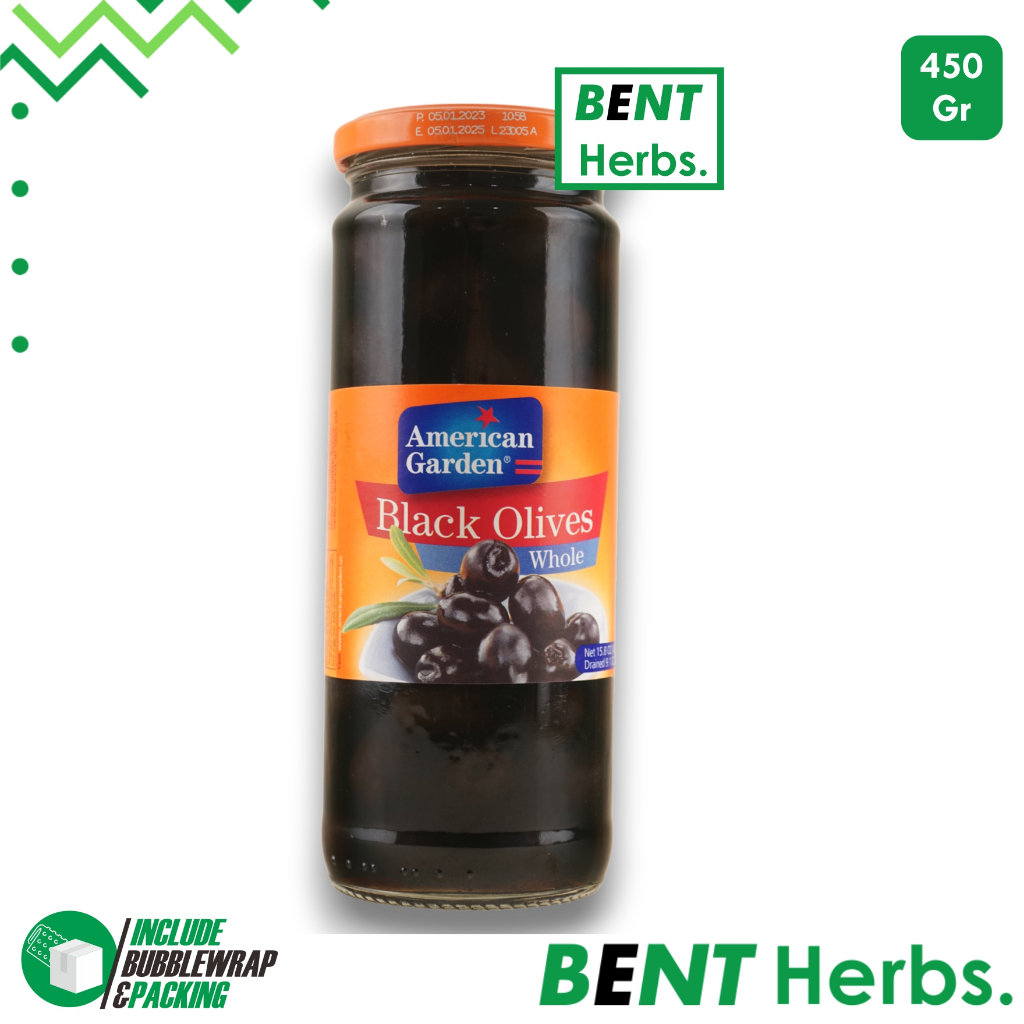 

Buah Zaitun Hitam Whole American Garden Black Olives 450gr BPOM Berkualitas