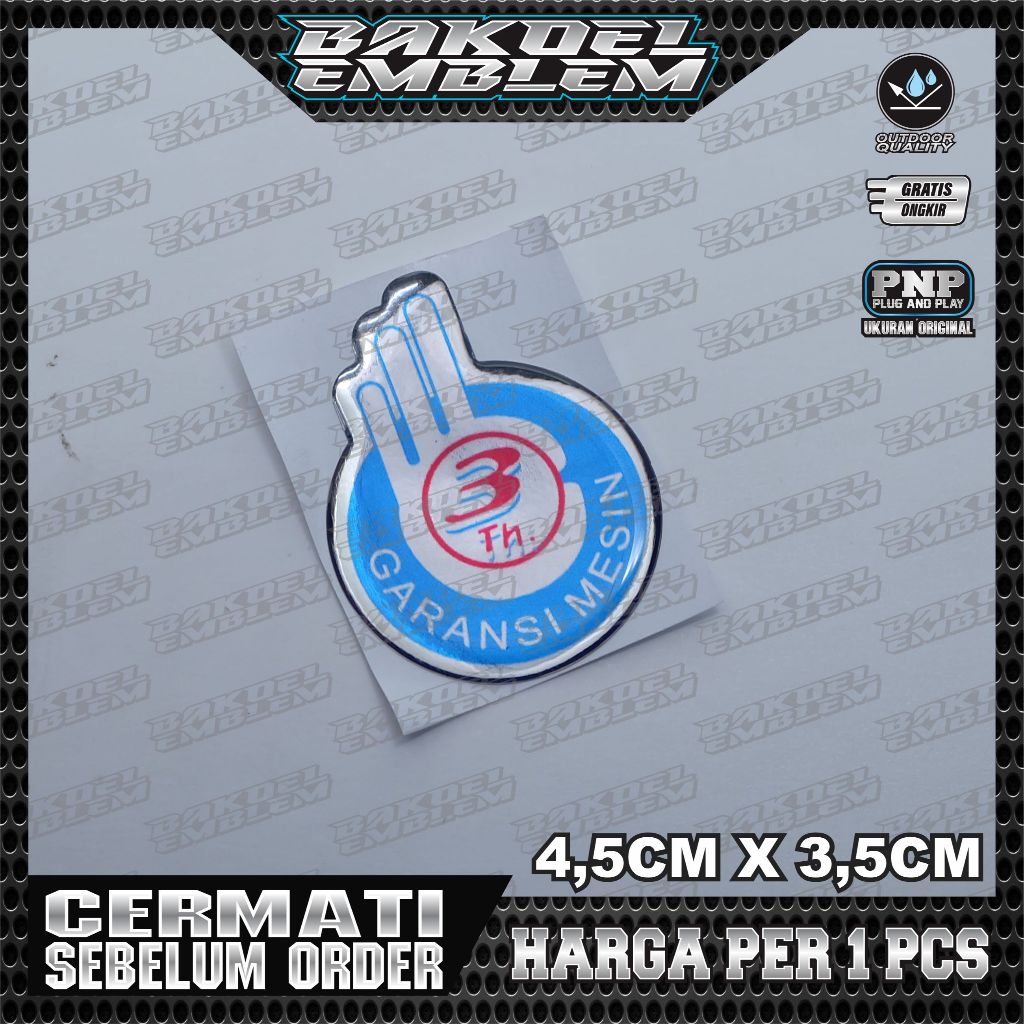EMBLEM GARANSI 3 TAHUN YAMAHA, EMBLEM TIMBUL GARANSI 3 TAHUN YAMAHA