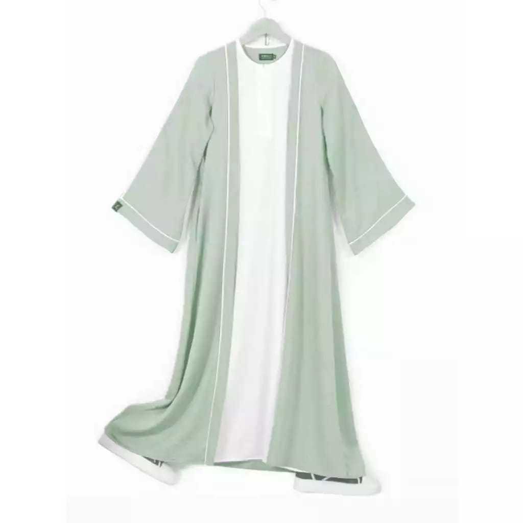Abaya turkey list putih lengan panjang gamis umroh jumbo busui