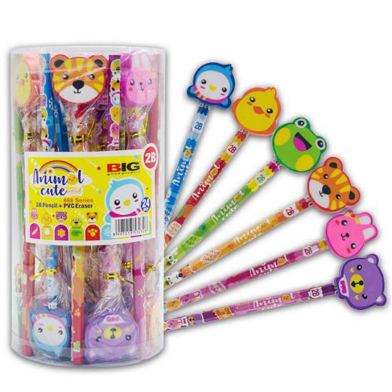 

isi 24pcs Pensil penghapus 2B animal cute KODE E1I5