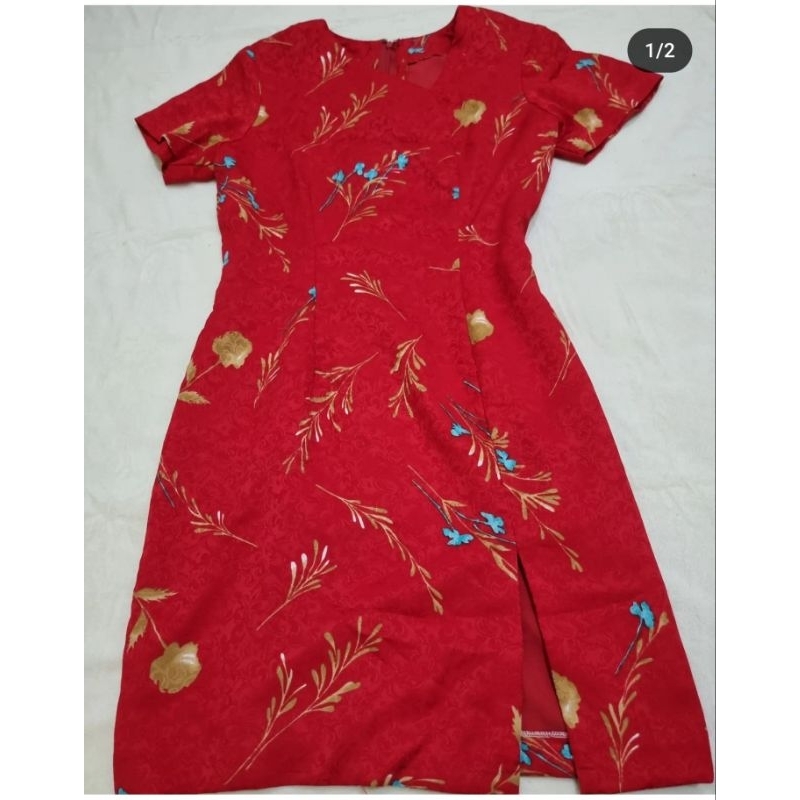 dress wanita pendek / dress merah / dress cheongsam