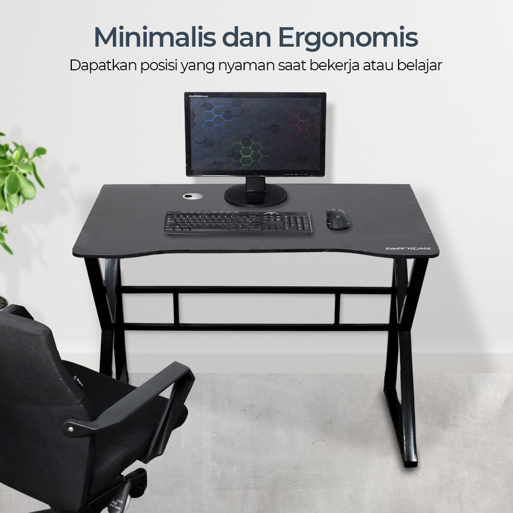 Meja Komputer Gaming Kantor Laptop PC Desk Frame Table Office Gamers Kerja Minimalis Besi Kuat Kokoh