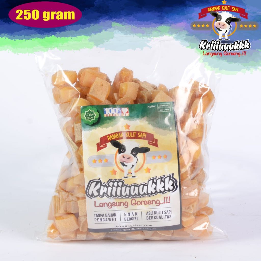 

TERLARIS 250 GR KERUPUK RAMBAK KOTAK / DOROKDOK / RAMBAK KULIT SAPI MENTAH / KRECEK RAMBAK SAPI