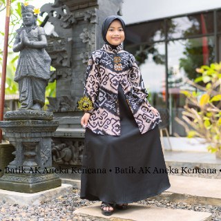 Fenbatik gamis batik kombinasi Dress batik anak perempuan modern terbaru 2025