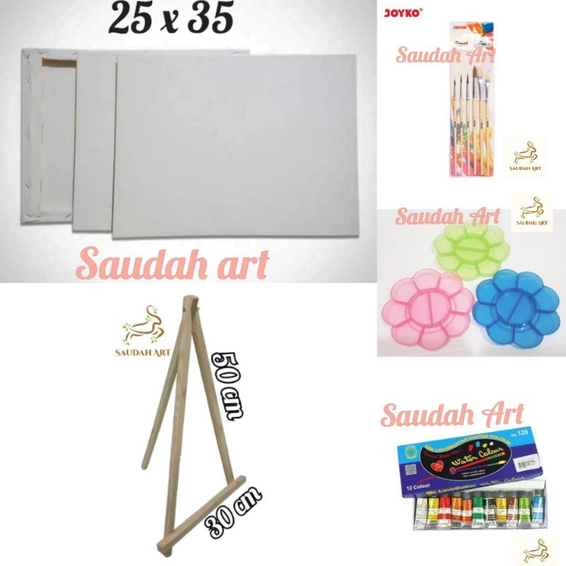 

LUAR BIASA Paket Lukis Lengkap kanvas 25x35kuaspaletcat aireasel 3x5