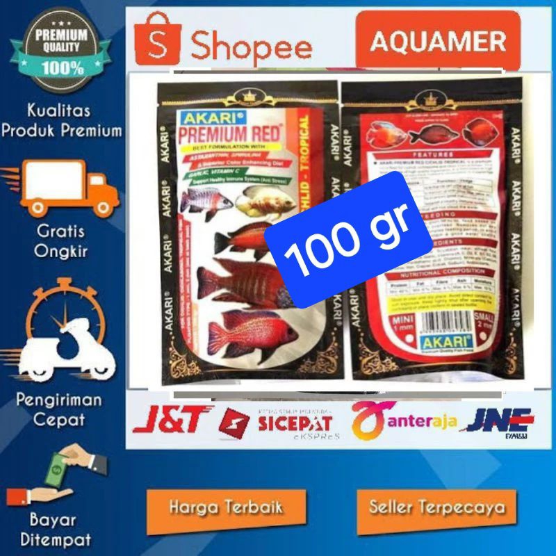 100 gr akari premium red pelet akari premium red 1mm
