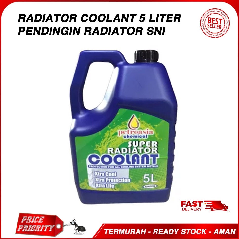SALEE Air Raditor Mobil 5 LITER Anti Karat  Radiator Coolant Super Green SNI merk PETROASIA 5L
