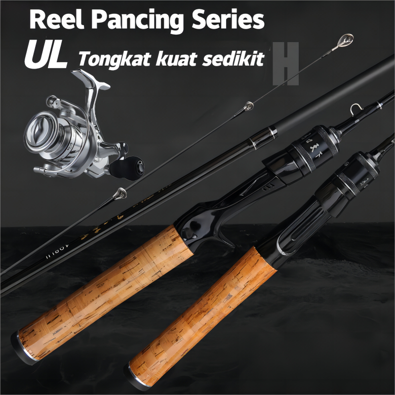 Joran Pancing Set Alat Pancing Lengka Joran Pancing Spining Laut Kolam 1.8m Siap Pakai Bahan Karbon