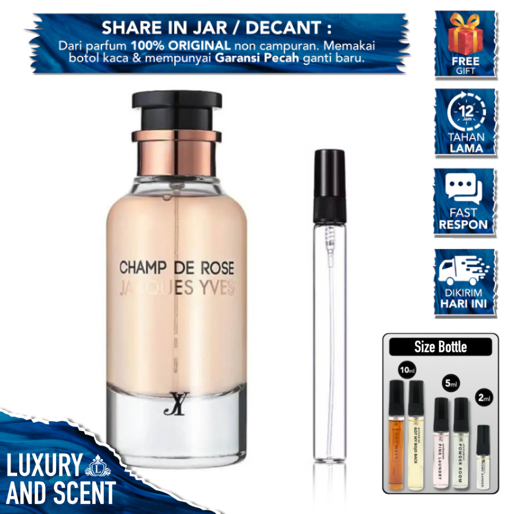DECANT FRAGRANCE WORLD CHAMP DE ROSE JACQUES YVES WOMEN Share In Bottle Jar 2/5/10ML Travel Size FW 