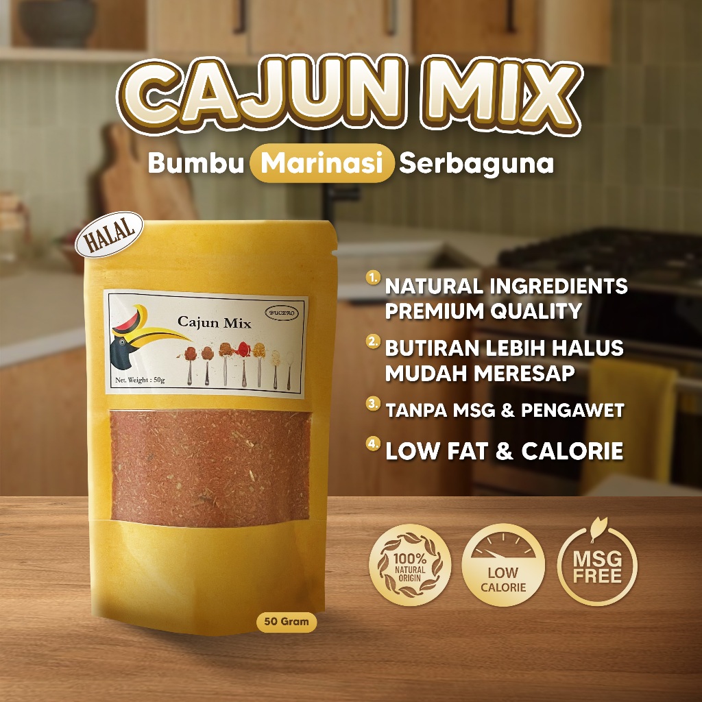 

Bucero Food - Cajun Mix Bumbu Dapur Kering Salad Daging Serbaguna Rendah Kalori Premium Quality Tanpa MSG