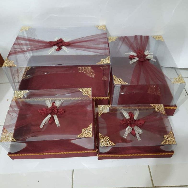 

TERBARU Kotak hantaran seserahan mika tinggi isi 4 warna marun