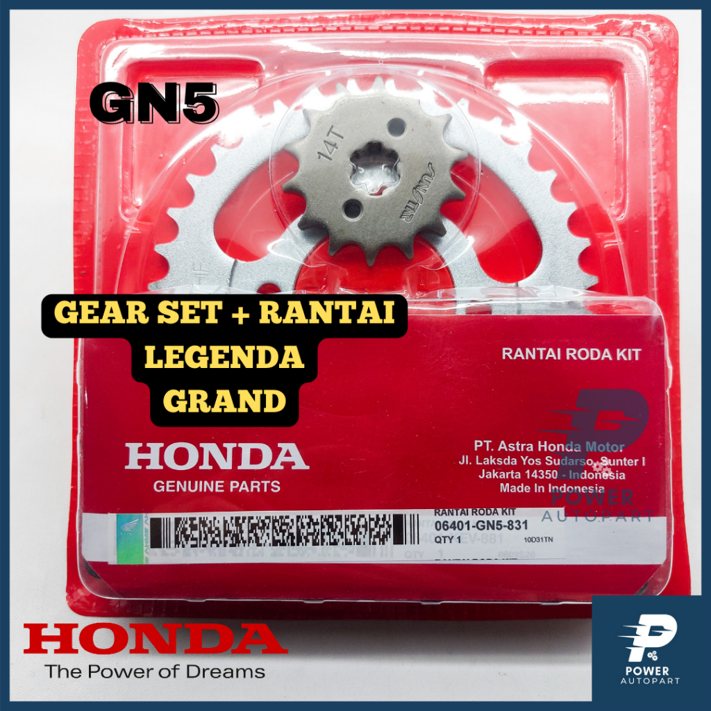 ( GARANSI ) Gear Set + Rantai Ukuran 14T, 36T GRAND, LEGENDA - GN5