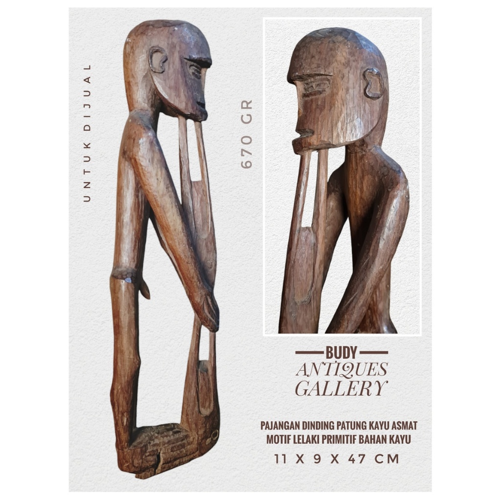 Patung Primitif Asmat Bahan Kayu Motif Pria