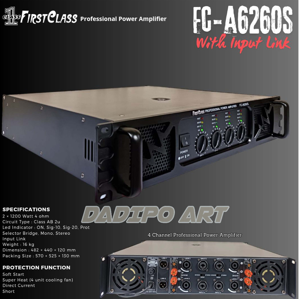Firstclass Power Amplifier  FC A6260S FC-A6260S FC A6260 S fca6260s  4 Channel Original