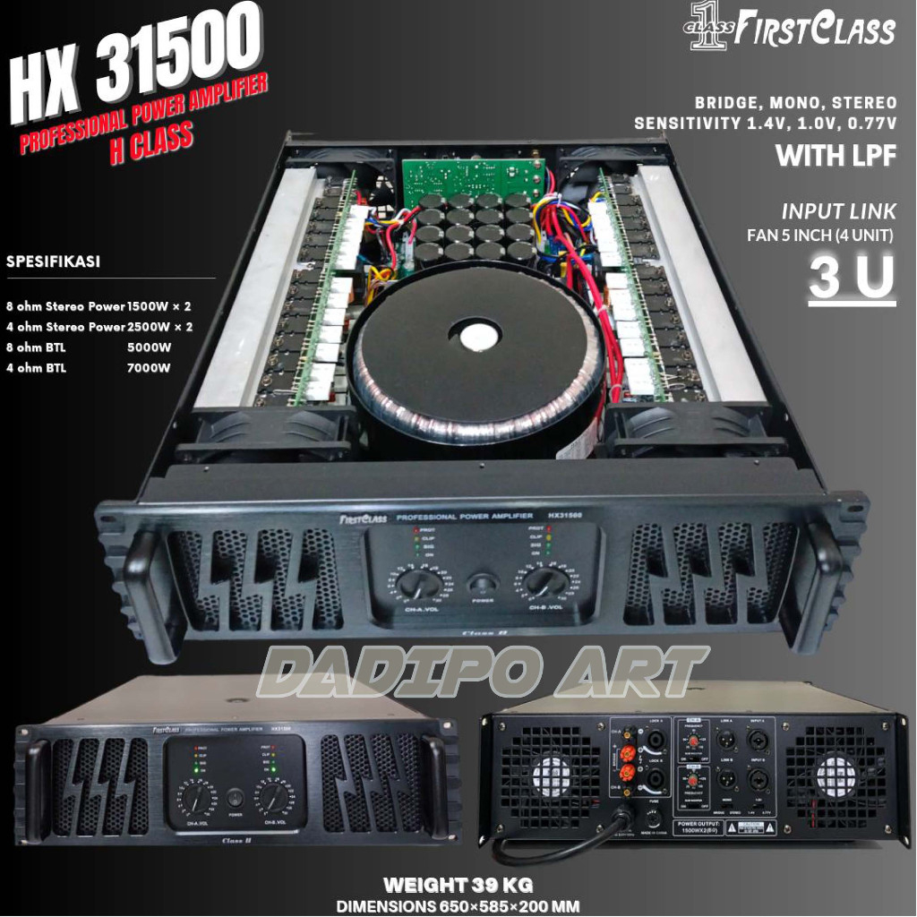 Firstclass Power Amplifier HX31500 HX 31500 HX-31500 hx31500 Tebal 3U 5000 Watt 8ohm