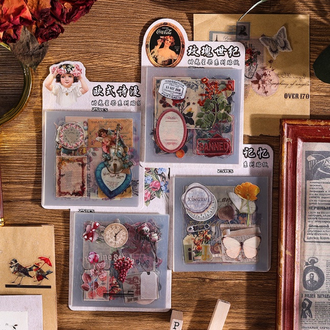 

EKSTRA PROMO Retro Impression Design Sticker Sets Sticker Bahan PVC aesthetic scarpbook Jurnaling