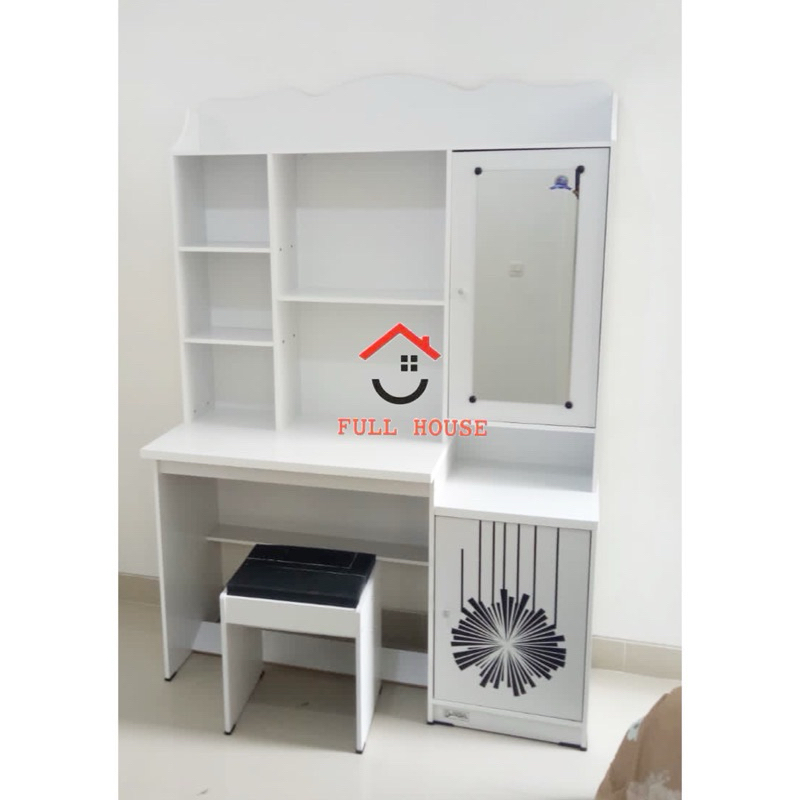 KHUSUS KARGO LUAR SURABAYA meja belajar meja tulis anak dengan cermin dan kursi putih murah