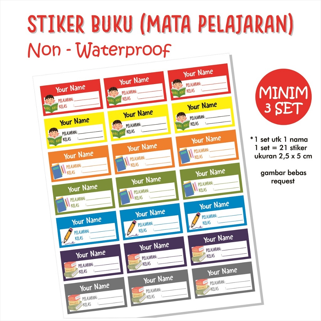 

[Minim order 3 set] Stiker buku, stiker mata pelajaran