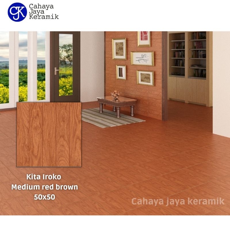 keramik lantai matt motif kayu kita iroko mrb 50x50