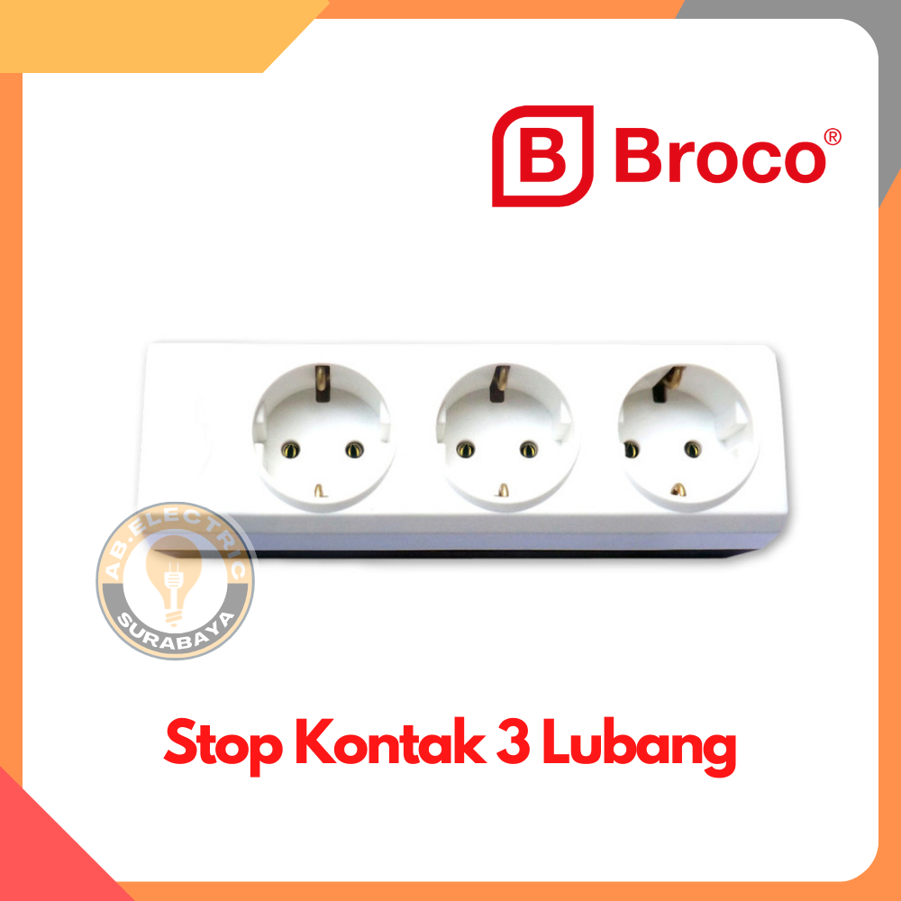 Stop Kontak Broco 3 Lubang Putih (15330) Colokan Listrik 3 Lubang Putih Broco Original
