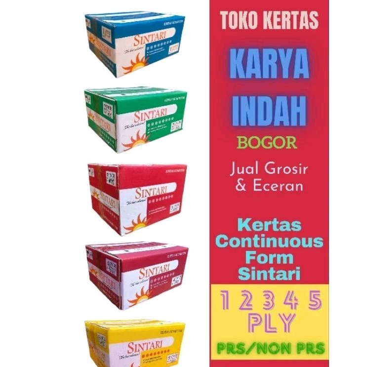 

Promo Kertas Continuous Form Sintari 1 2 3 4 5 Ply Cacah Dua PRS dan Tidak Cacah Non PRS
