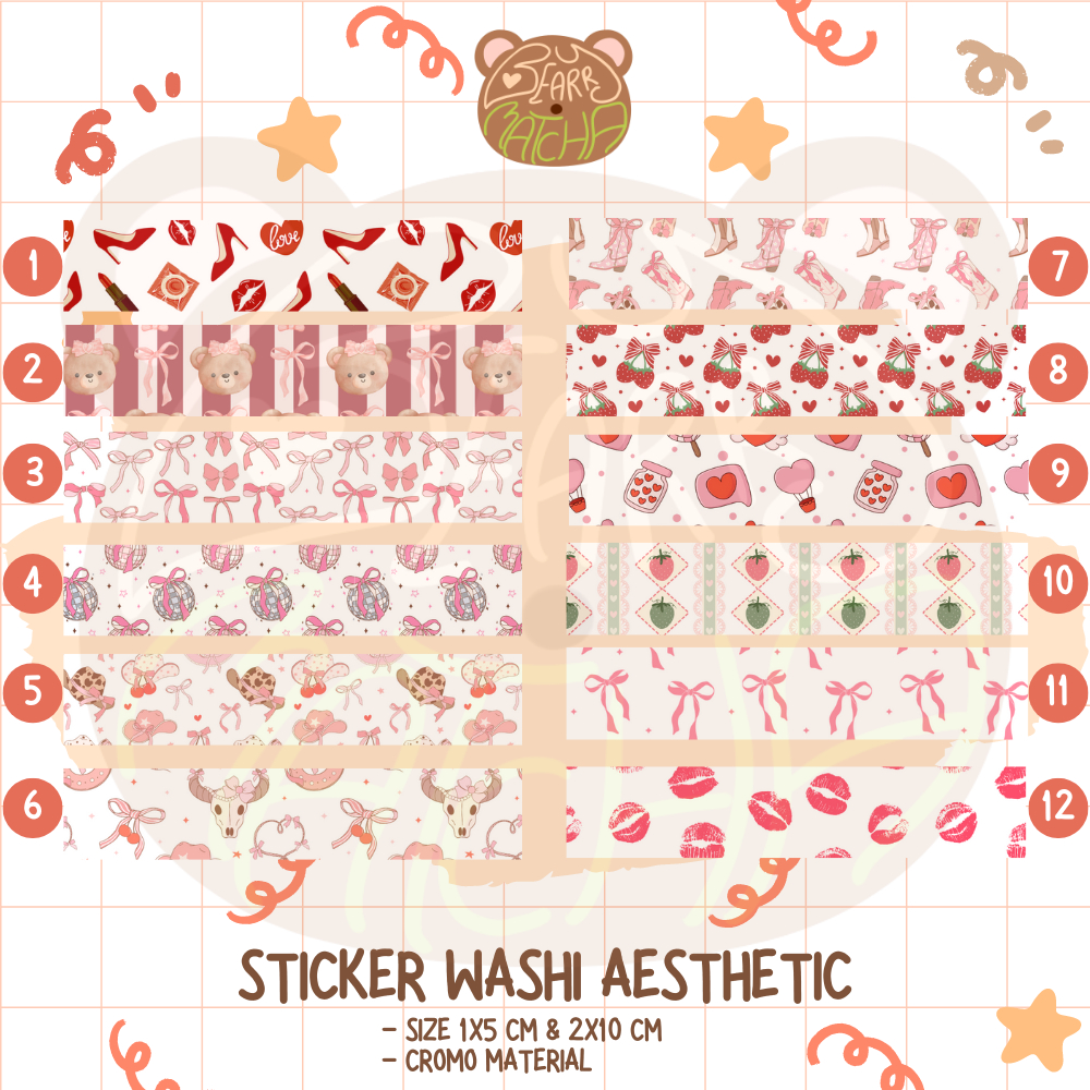 

(MIN CO 10 PCS) Washi Sticker Aesthetic