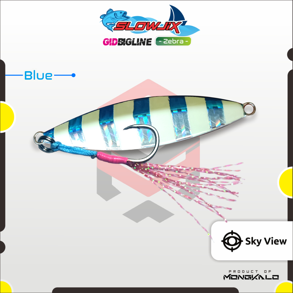 Mongkalo Slowjix Garis-Besar GID-Zebra noMotif Fluorescent 30 Biru